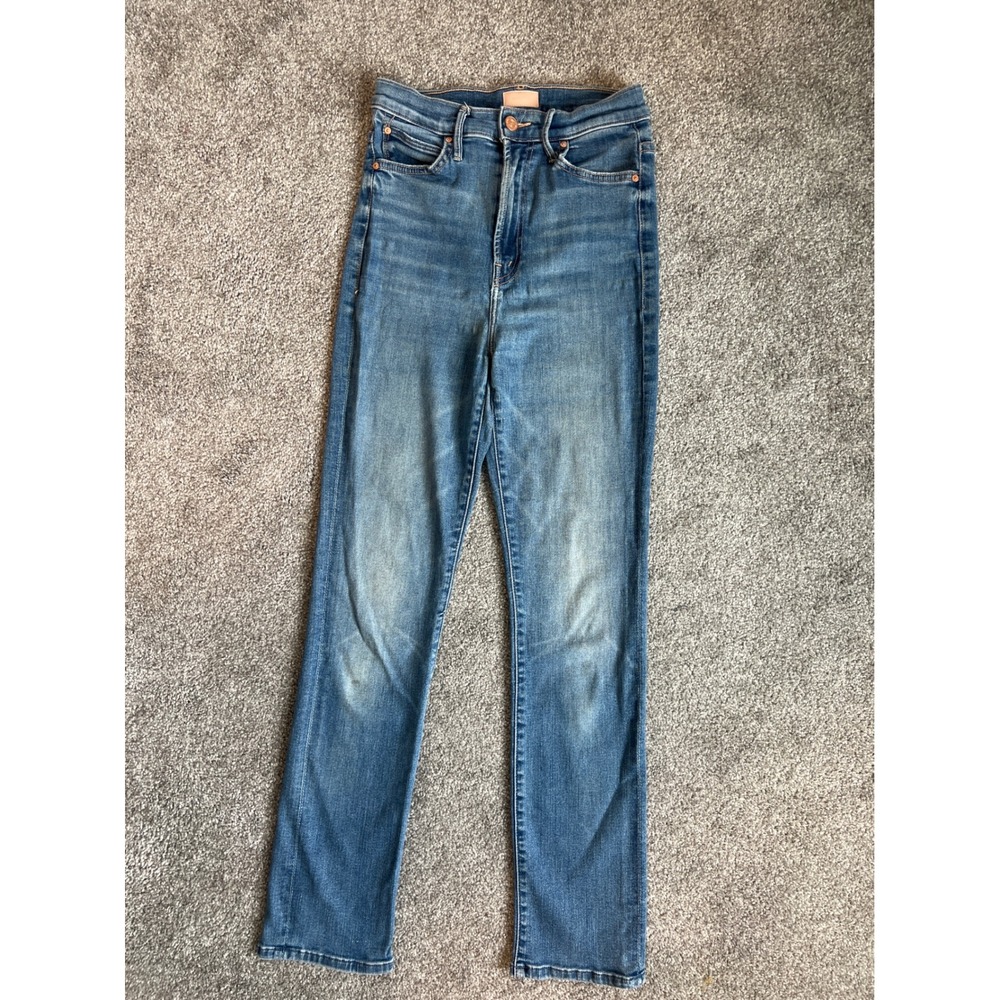 Mother Womens High Waisted Straight Leg Jeans Blue Denim Size 25